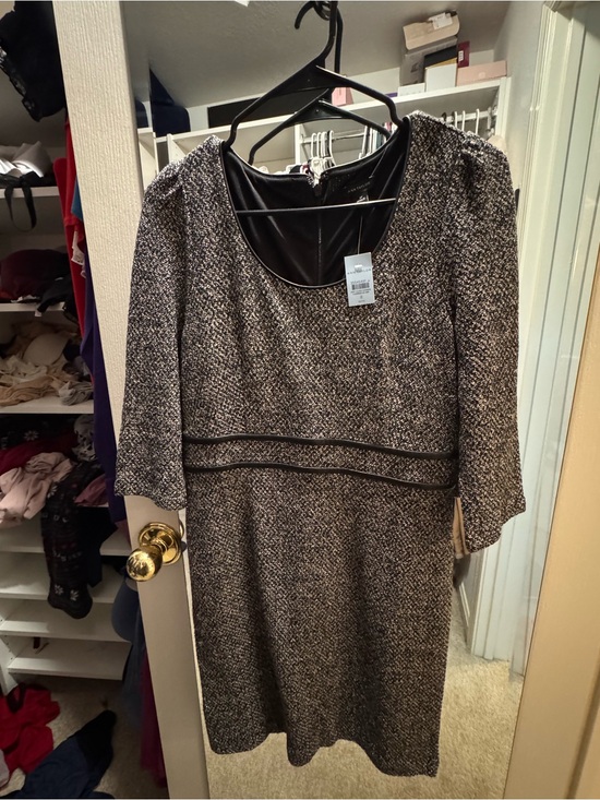 Ann Taylor Dresses & Skirts - Ann Taylor Black and Gray Tweed Long Sleeve Sheath Dress